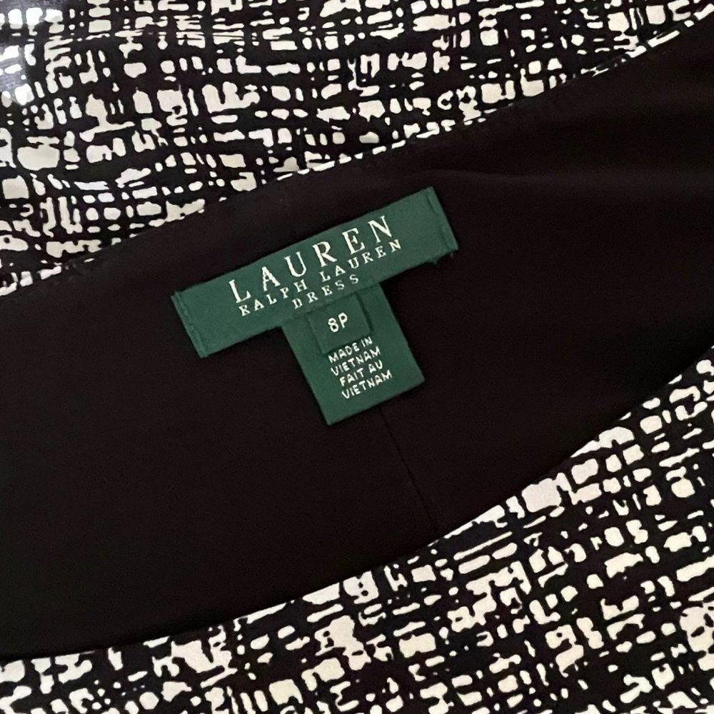 LAUREN RALPH LAUREN Sheath Dress Black/White Jersey Women's Size 8P - Picture 4 of 6